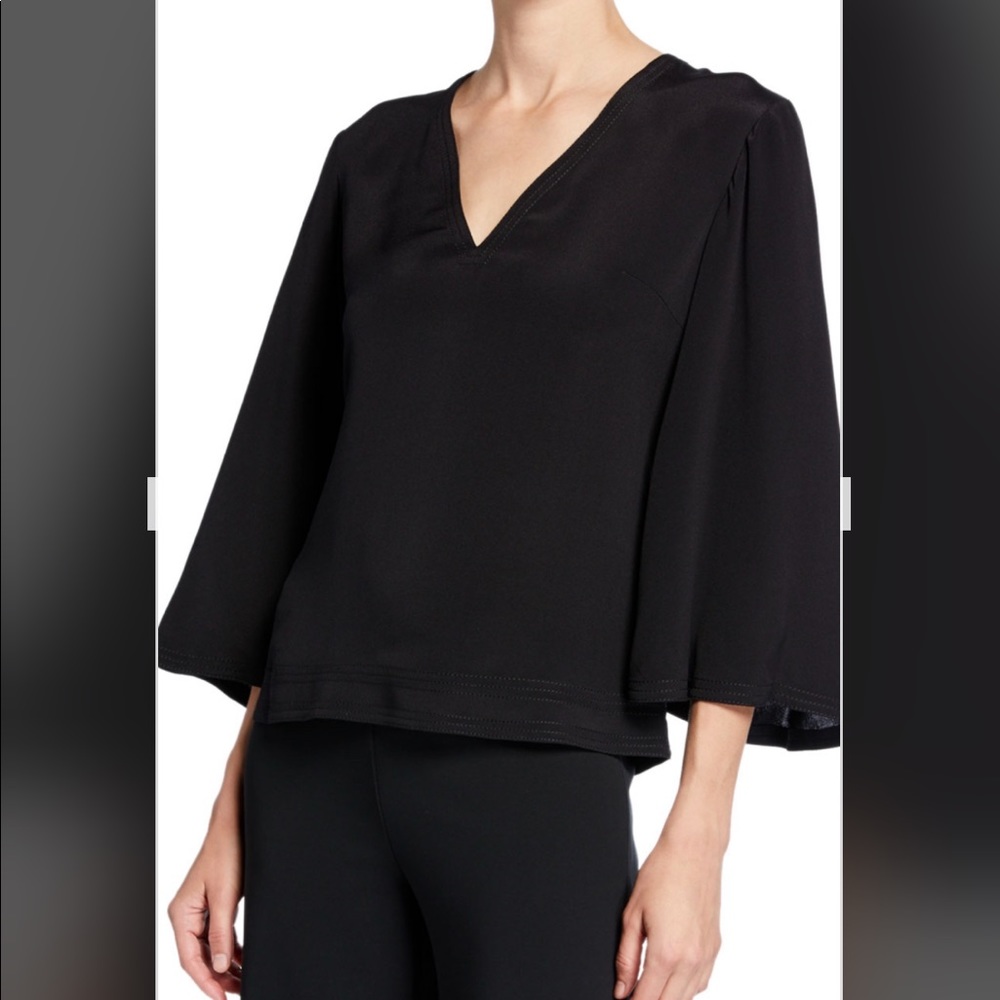 Derek Lam Alex Silk 3/4 Wide Sleeve Blouse.
